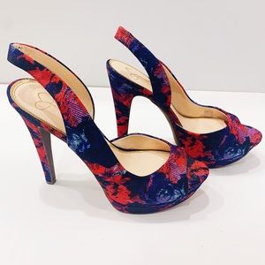 Jessica Simpson Peep Toe Slingback Platform Pumps
